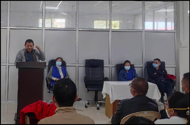 Dr Vizolie Z Soukhrie, Principal Director, DHFW speaking during the inauguration of the upgraded building for Regional Diagnostic Centre at IMDH Mokokchung.